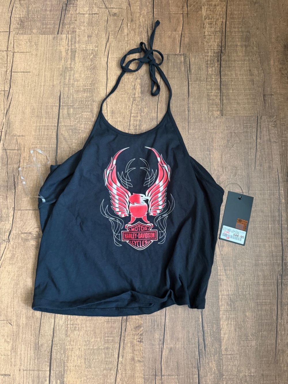 Harley-Davidson Black Halter Tank with Red Winged Emblem